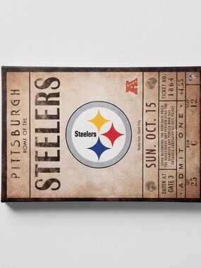 Pittsburgh Steelers Ticket Stub Canvas Wall Art NFL Vintage